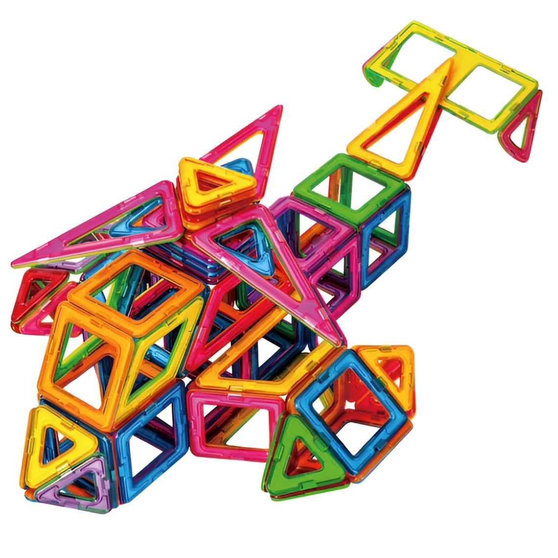 Set 148 Piese Magnetice de Constructie, Klevo, Piese Medii, Magnetic Blocks, Forme Geometrice, 3 Ani, ABS, Magnet, 25 x 17.8 x 10 cm, Multicolor