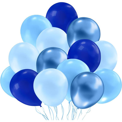 Set 10 Baloane din Latex, Klevo, Model Party, Albastru Diferite Nuante, 30 cm, 2.8 g