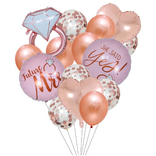 Set 15 baloane pentru Nunta, Klevo, baloane pentru decor, din folie de aluminiu,  30 x 50 cm, Rose