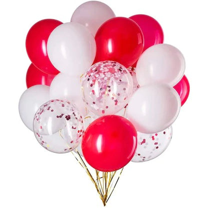Set 15 baloane pentru petrecere, Klevo, alb/rosu, 30 cm