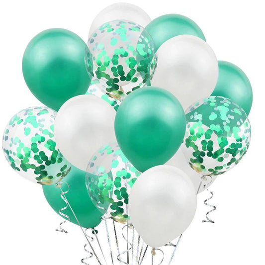 Set 15 baloane pentru petrecere, Klevo, alb/verde, 30 cm