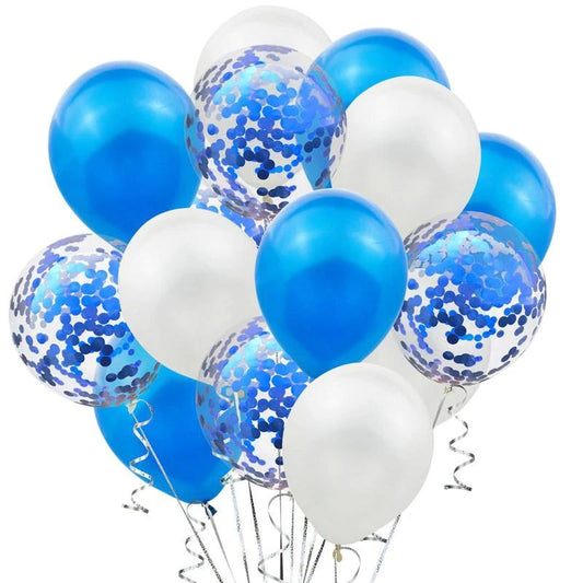 Set 15 baloane pentru petrecere, Klevo, albastru/ alb, 30 cm
