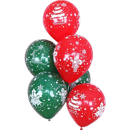 Set 16 Baloane din Latex, Klevo, Model Merry Christmas, Tematica Craciun, 25 cm, Verde Rosu
