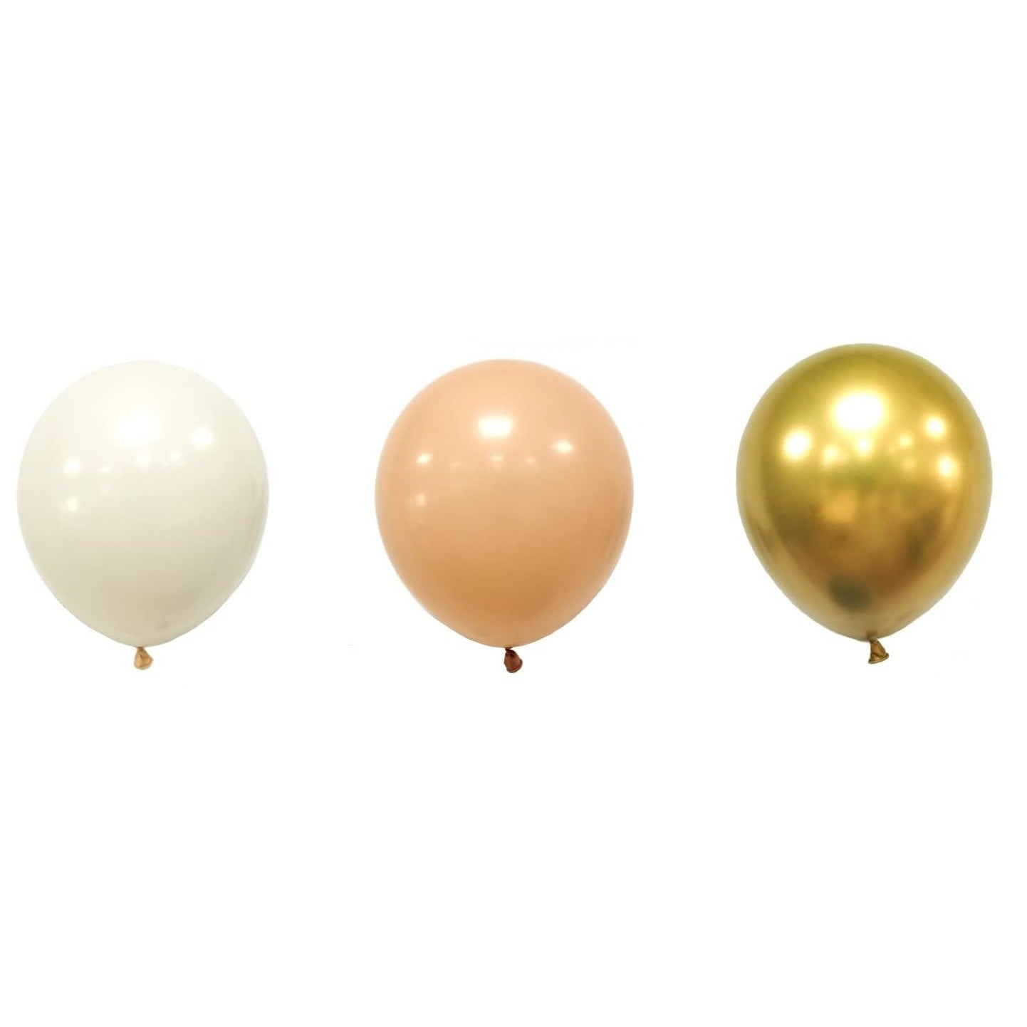 Set 16 Baloane din Latex Metalizate, Klevo, Model Party, 30 cm, Auriu, Bej Inchis si Deschis, 2.8 g