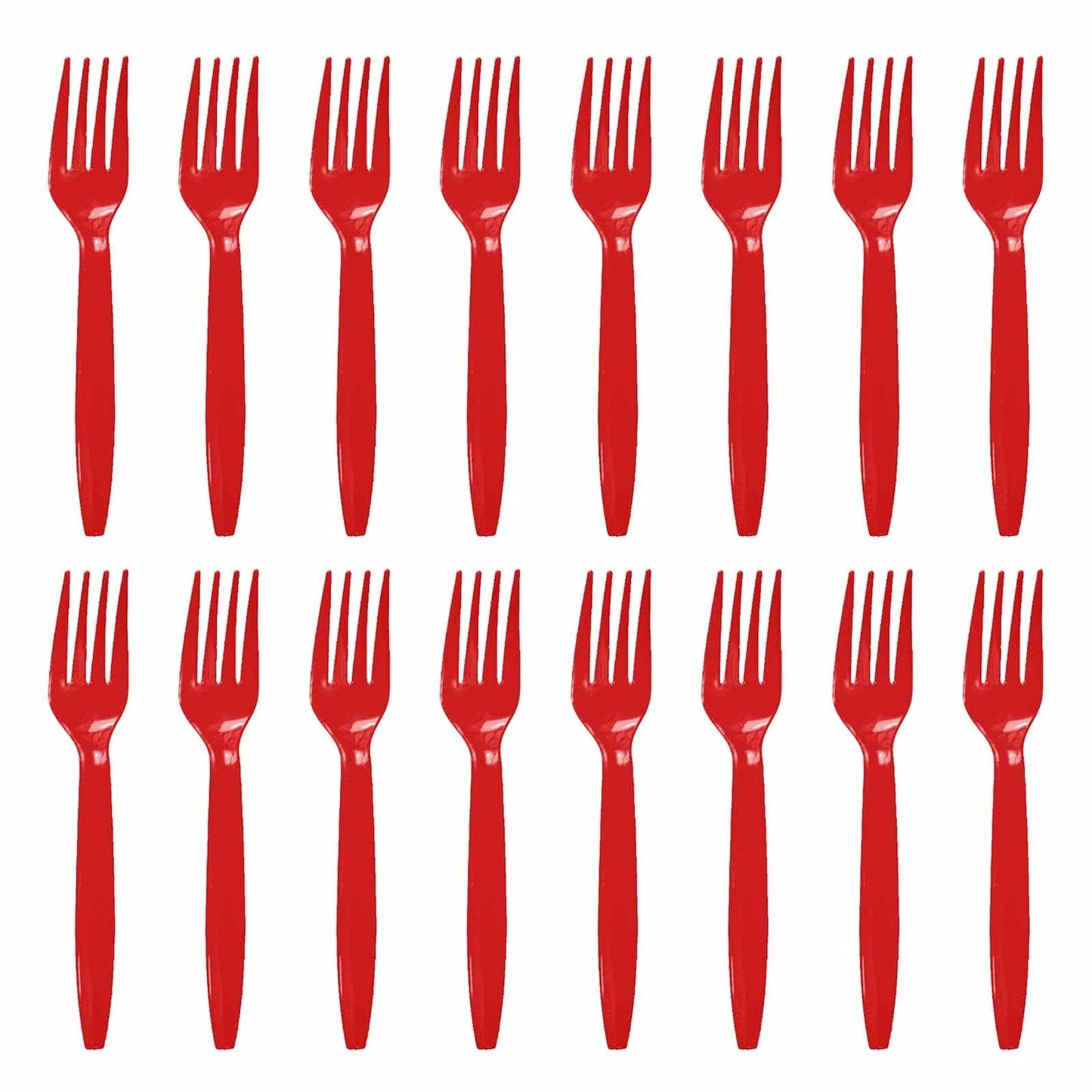 Set 16 Furculite de Unica Folosinta, Klevo, din Plastic, 15 cm, Rosu