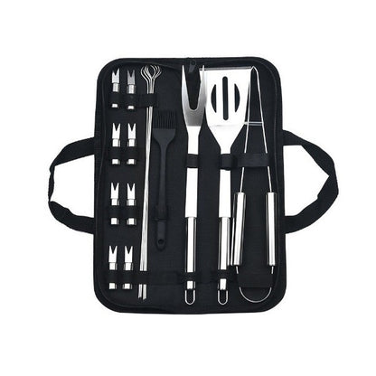 Set 16 Ustensile pentru Gratar, Klevo, din Otel Inoxidabil, Geanta Oxford, Argintiu