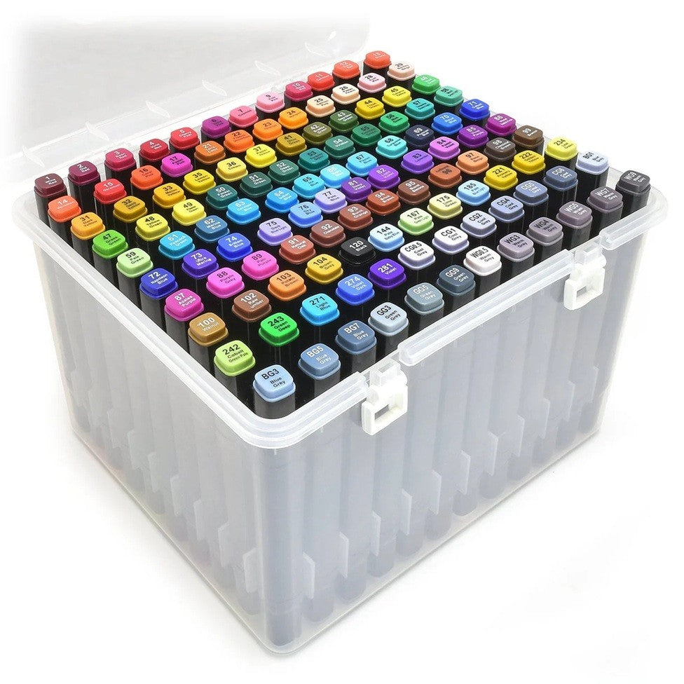 Set 168 Markere, Klevo, cu Alcool Touch Room, Cutie Plastic Inclusa, 2 Varfuri, Multicolor