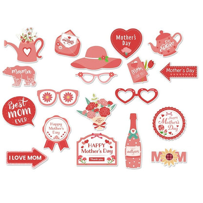 Set 18 Accesorii pentru Petrecere, Klevo, Props pentru Photo Corner, Tematica Ziua Mamei, Multicolor