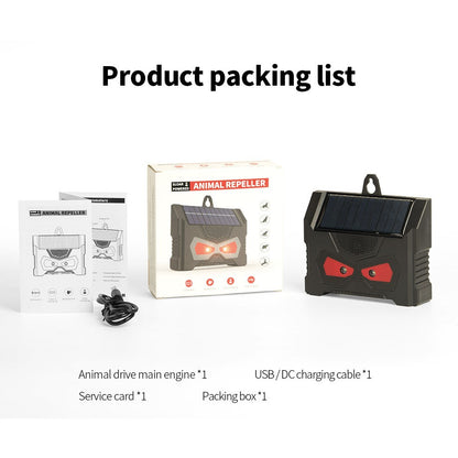 Set 2 Aparate Solare LED cu Ultrasunete, Klevo, Repelent pentru Animale Mari si Mici, Lumina Rosie si Alba, Anti Rozatoare, Anti Insecte, Frecventa 9-36KHZ, 10.2 x 10.6 x 2.8 cm, Negru
