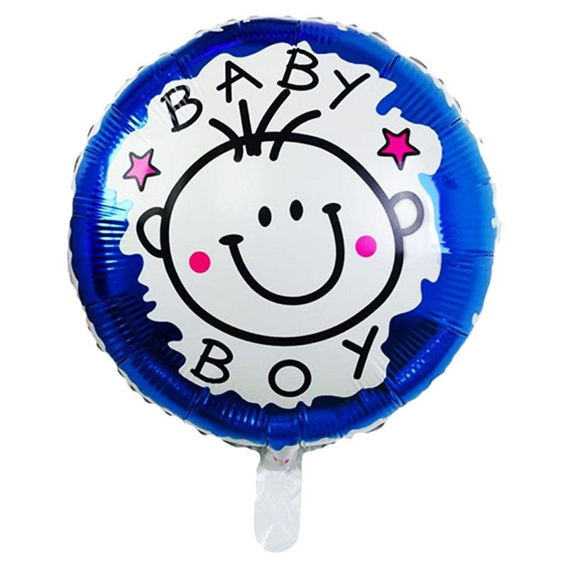 Set 2 Baloane din Folie Metalizata, Klevo, Figurine Stea si Cerc, Tema Botez Baietel, 45 cm, Ambalaj Individual, Pai Inclus, Umflare cu Aer sau Heliu, Albastru