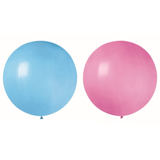 Set 2 Baloane din Latex, Klevo, Model Party Jumbo, 90 cm, Roz si Bleu, 35 g