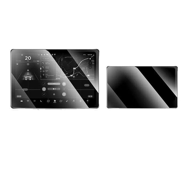 Set 2 Folii de Sticla Securizata, Klevo, Compatibila cu Tesla Model 3 / Tesla Model Y, Ecran Frontal si Spate, 4K Ultra HD, Anti-amprenta, 2.5D, Transparent