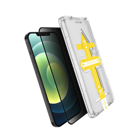 Set 2 folii sticla securizata cu sistem de montare usor si rapid Full Cover 3D Privacy Klevo compatibila cu Apple iPhone 12 / 12 Pro