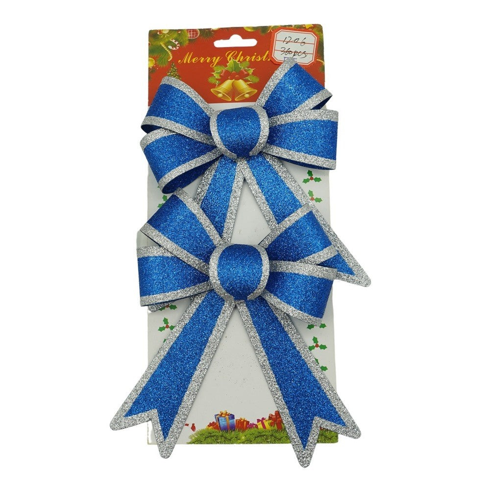 Set 2 fundite pentru brad, Albastre, cu margini argintii, 13 x 18 cm, PVC, Klevo