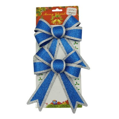Set 2 fundite pentru brad, Albastre, cu margini argintii, 13 x 18 cm, PVC, Klevo