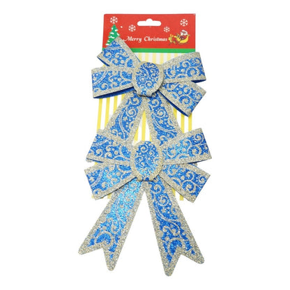 Set 2 fundite pentru brad, Albastre, model spiralat, cu margini aurii, 13 x 18 cm, PVC, Klevo