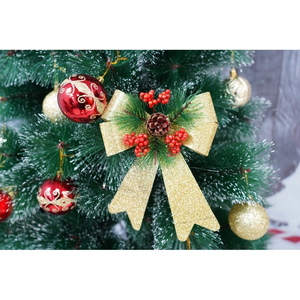 Set 2 fundite pentru brad, Aurii, decorate, cu sclipici, 14 x 19 cm, din poliester, Klevo