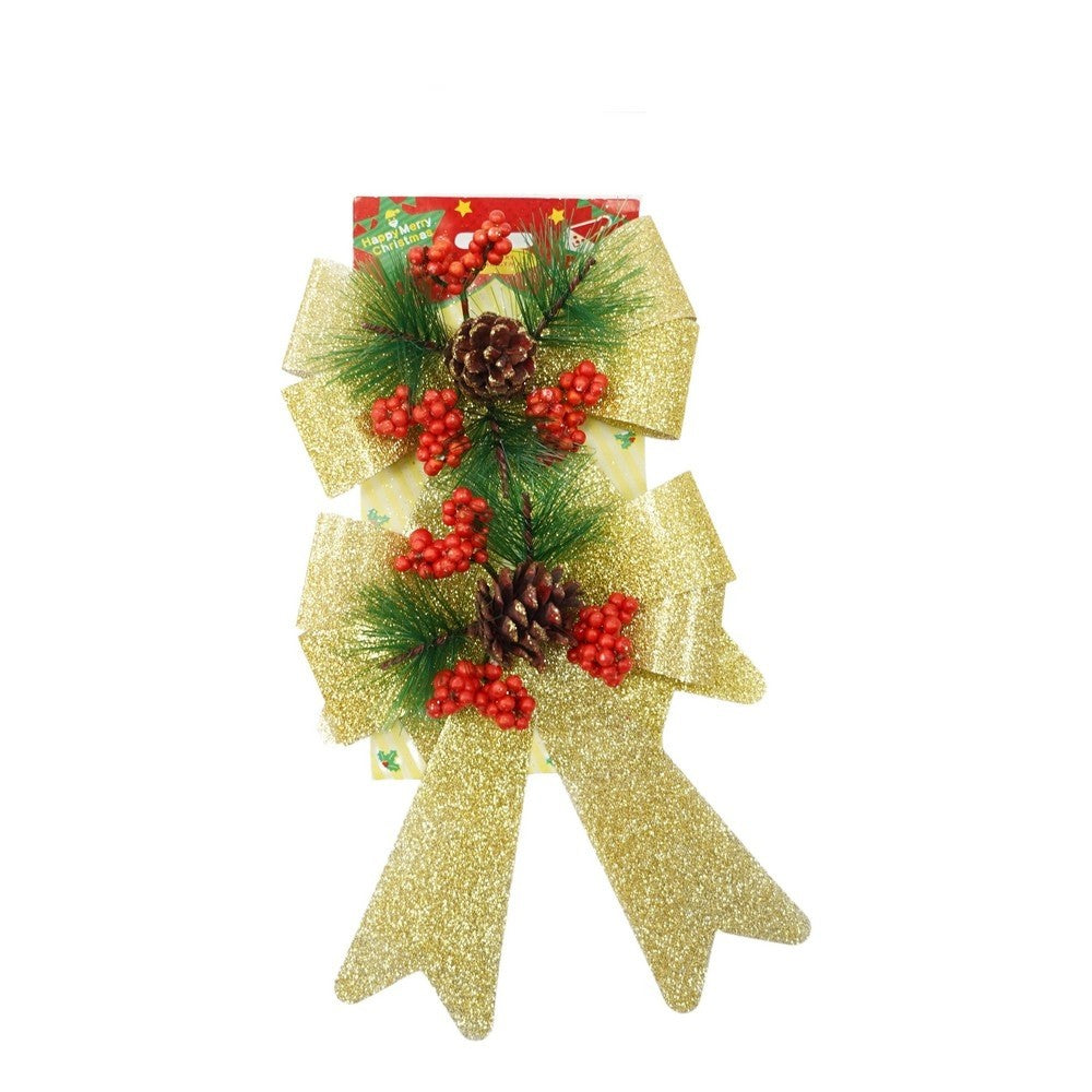 Set 2 fundite pentru brad, Aurii, decorate, cu sclipici, 14 x 19 cm, din poliester, Klevo