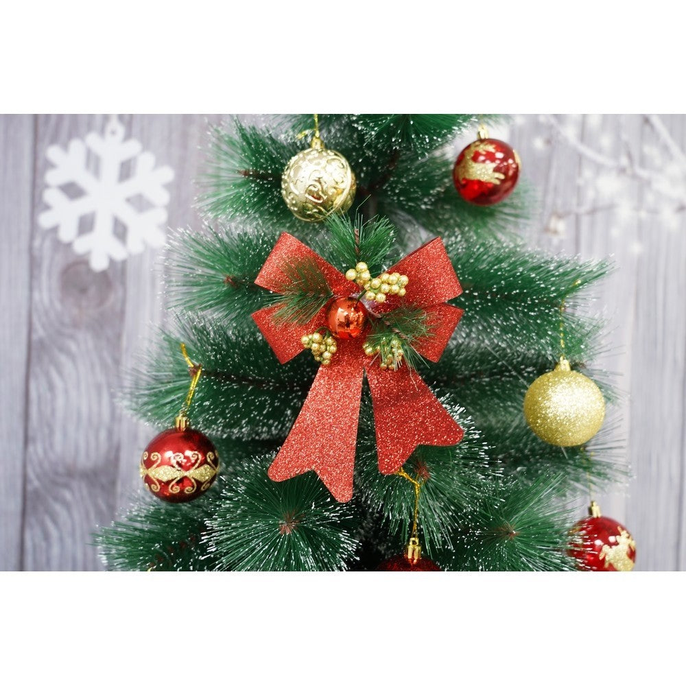 Set 2 fundite pentru brad, Rosii, decorate, cu sclipici, 14 x 19 cm, din poliester, Klevo