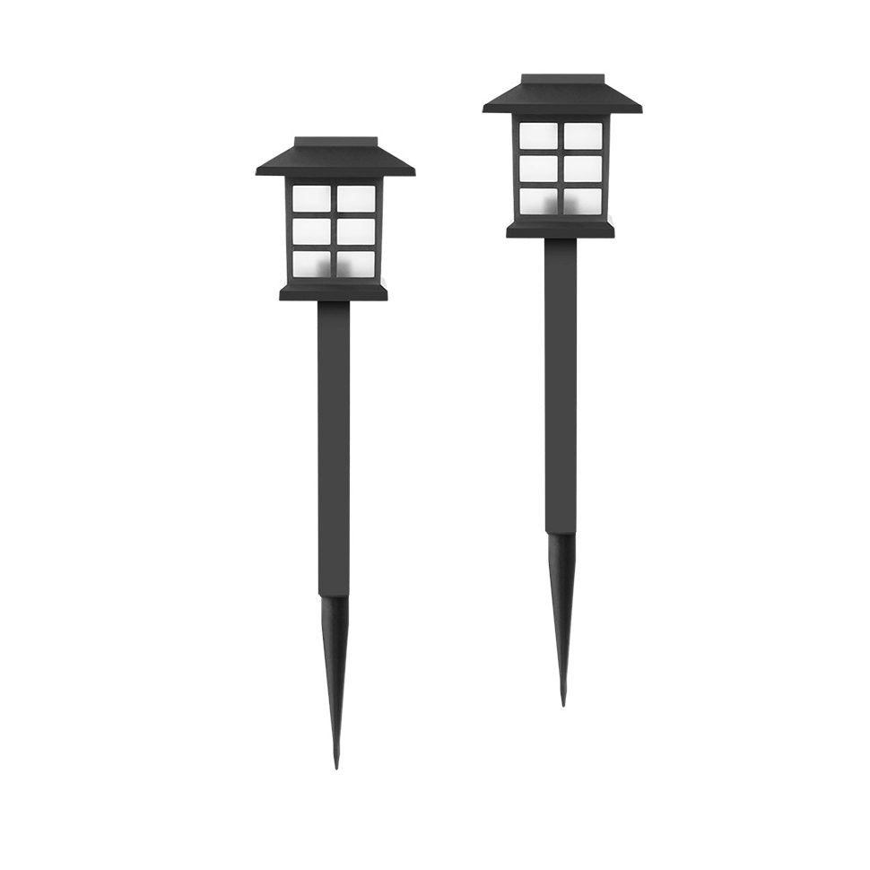 Set 2 Lampi Solare Led pentru Gradina, Klevo, Tip felinar, 38 cm, 8.6x8.6 cm, Buton On-Off, Alb cald, Negru/Alb