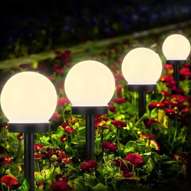 Set 2 Lampi Solare LED, Klevo, Forma Sferica, Tip Glob, Diametru 10 cm, Alb Cald