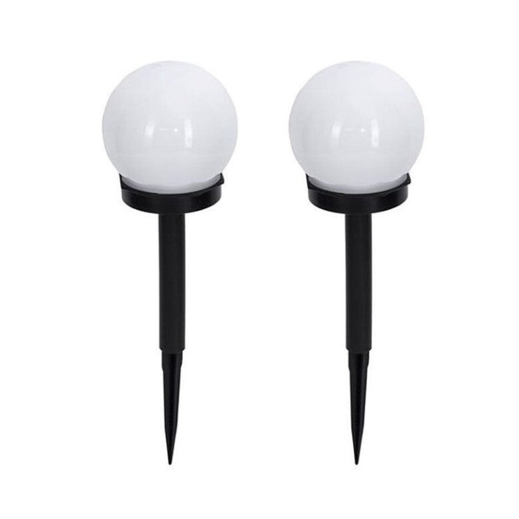 Lampa solara LED pentru Gradina, Klevo, Set 2 Bucati, Tip Glob/Sferica, 37 cm, Diametru 10 cm, Buton On-Off, Multicolor, Negru/Alb