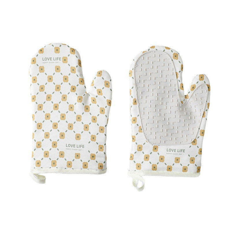 Set 2 manusi cuptor Klevo, manusa de bucatarie,  rezistenta 330 grade, textil si cauciuc, 26.5x18 cm, alb