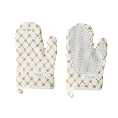 Set 2 manusi cuptor Klevo, manusa de bucatarie,  rezistenta 330 grade, textil si cauciuc, 26.5x18 cm, alb