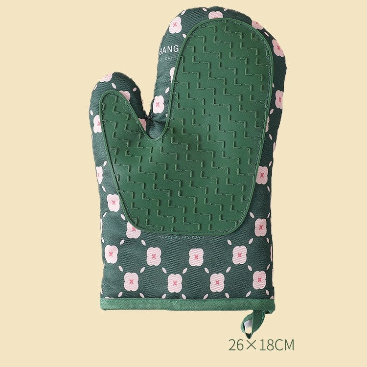 Set 2 manusi cuptor Klevo, manusa de bucatarie,  rezistenta 330 grade, textil si cauciuc, 26.5x18 cm, verde