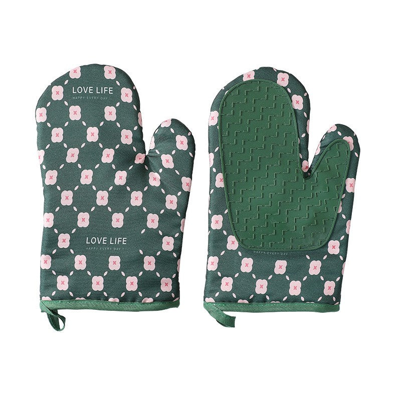 Set 2 manusi cuptor Klevo, manusa de bucatarie,  rezistenta 330 grade, textil si cauciuc, 26.5x18 cm, verde