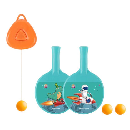 Set 2 Palete de Tenis de Masa, Klevo, pentru Copii, Design Animat, Tematica Astronauti, Accesoriu de Agatat Inclus si 2 Mingi, Albastru