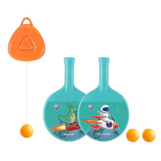 Set 2 Palete de Tenis de Masa, Klevo, pentru Copii, Design Animat, Tematica Astronauti, Accesoriu de Agatat Inclus si 2 Mingi, Albastru