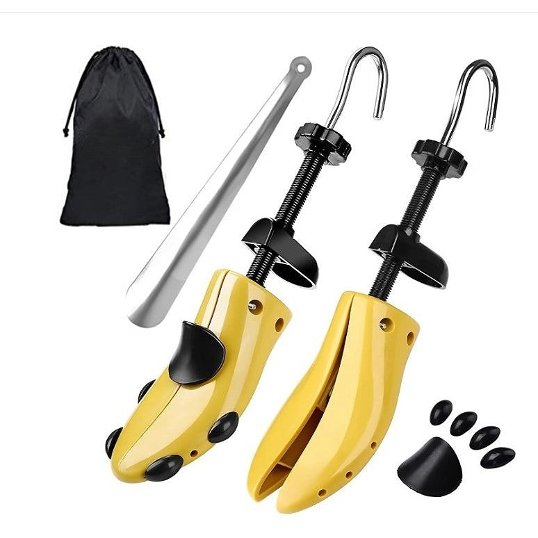 Set 2 Sanuri/Calapoade Reglabilile, Klevo, pentru Alungit si Largit Pantofi, Geanta si Incaltator Incluse, Universale, Unisex, din ABS Premium, Arc, Marime 30 - 36, Galben