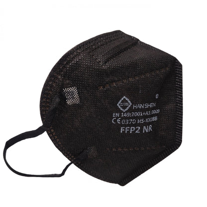Set 20 bucati Masca de protectie faciala, Klevo, de unica folosinta pentru adulti, FFP2, KN95 CE 0370, 5 straturi, nesterila, ambalaj individual, Negru