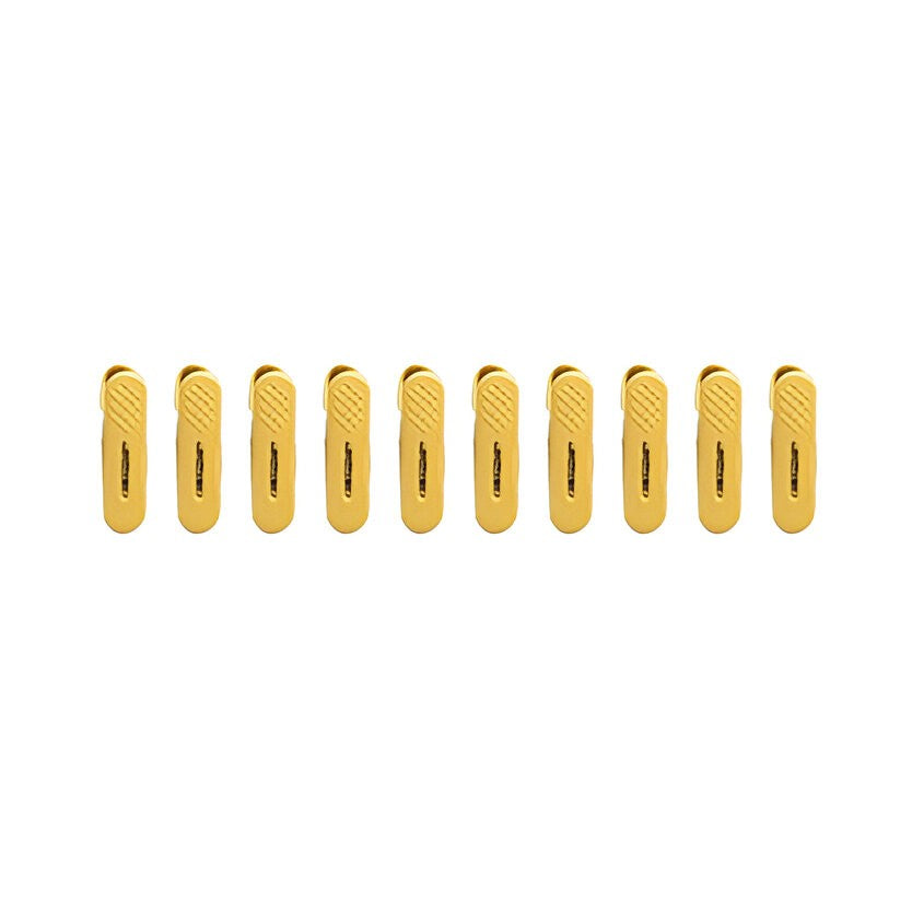 Set 10 de Cleme pentru Haine, Klevo, de Prindere pentru Pantaloni, Atasabile la Umerase, 1.6x2.3x6.35 cm, Galben