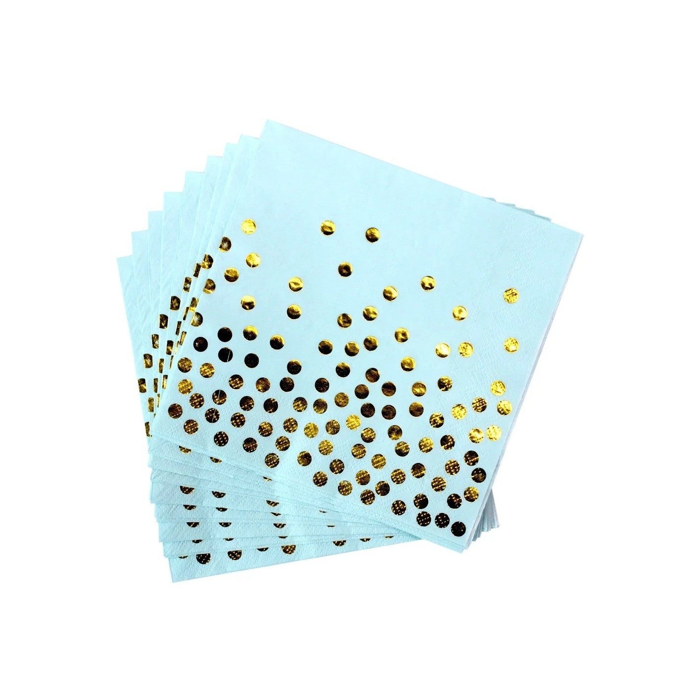 Set 20 de Servetele de Masa, Klevo, Imprimeu cu Buline Aurii, din Hartie, 17 x 17 cm, Albastru