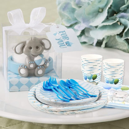 Set 20 de Servetele de Masa, Klevo, Imprimeu Elefant, din Hartie, 16.5 x 16.5 cm, Albastru