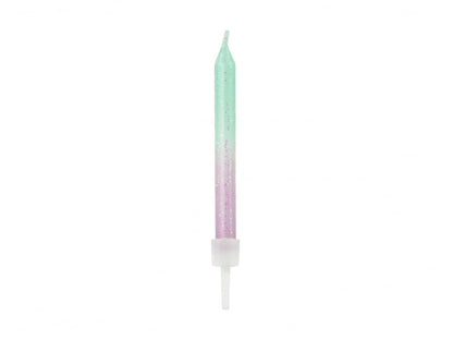 Set 20 Lumânări tort ombre albastru-mov, 6cm