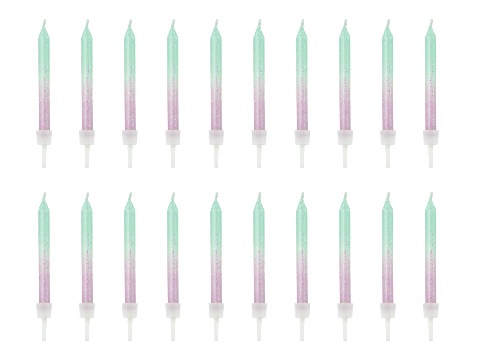 Set 20 Lumânări tort ombre albastru-mov, 6cm