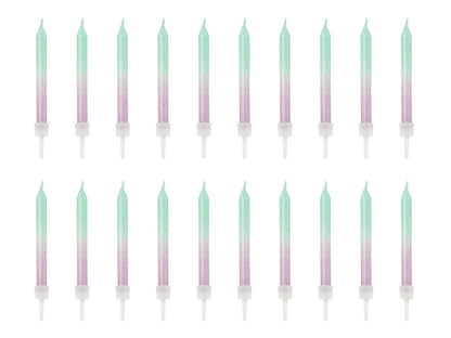 Set 20 Lumânări tort ombre albastru-mov, 6cm