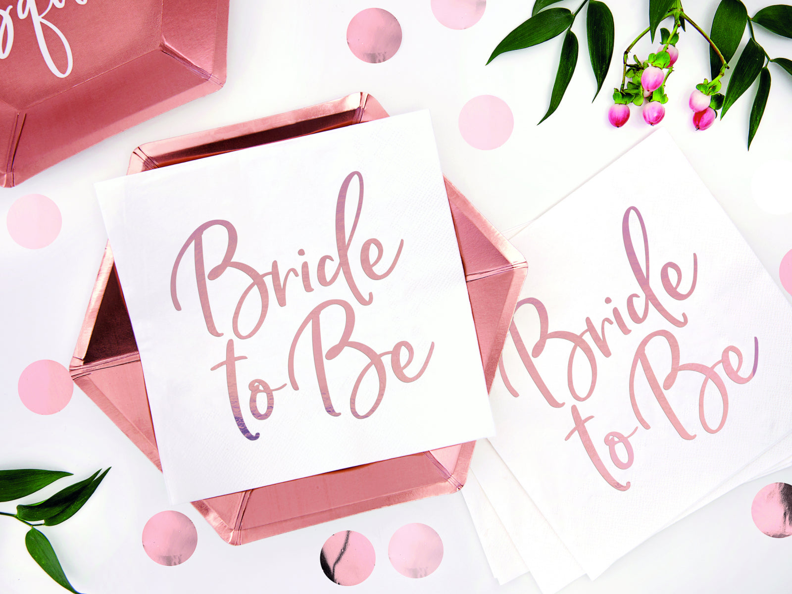 Set 20 servetele Bride to be, roz aurii, 33x33cm