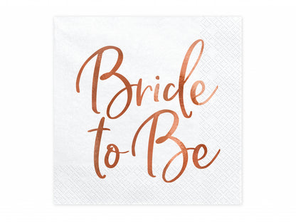 Set 20 servetele Bride to be, roz aurii, 33x33cm