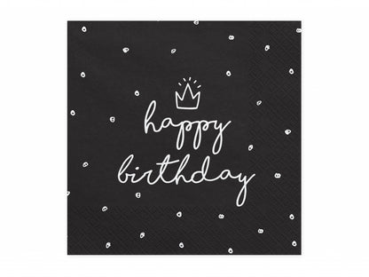Set 20 servetele Happy Birthday, 33x33cm