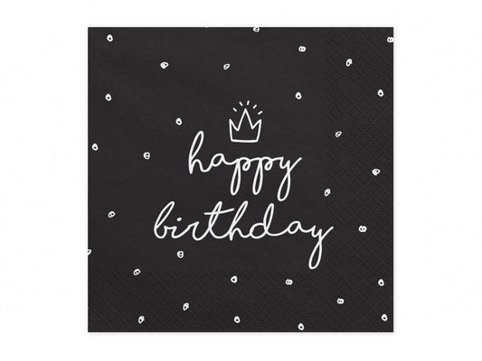 Set 20 servetele Happy Birthday, 33x33cm