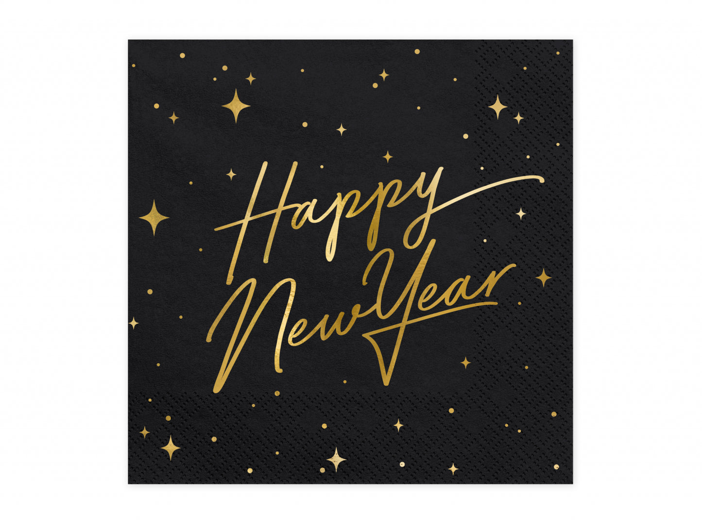 Set 20 servetele Happy New Year, negre, 33x33cm