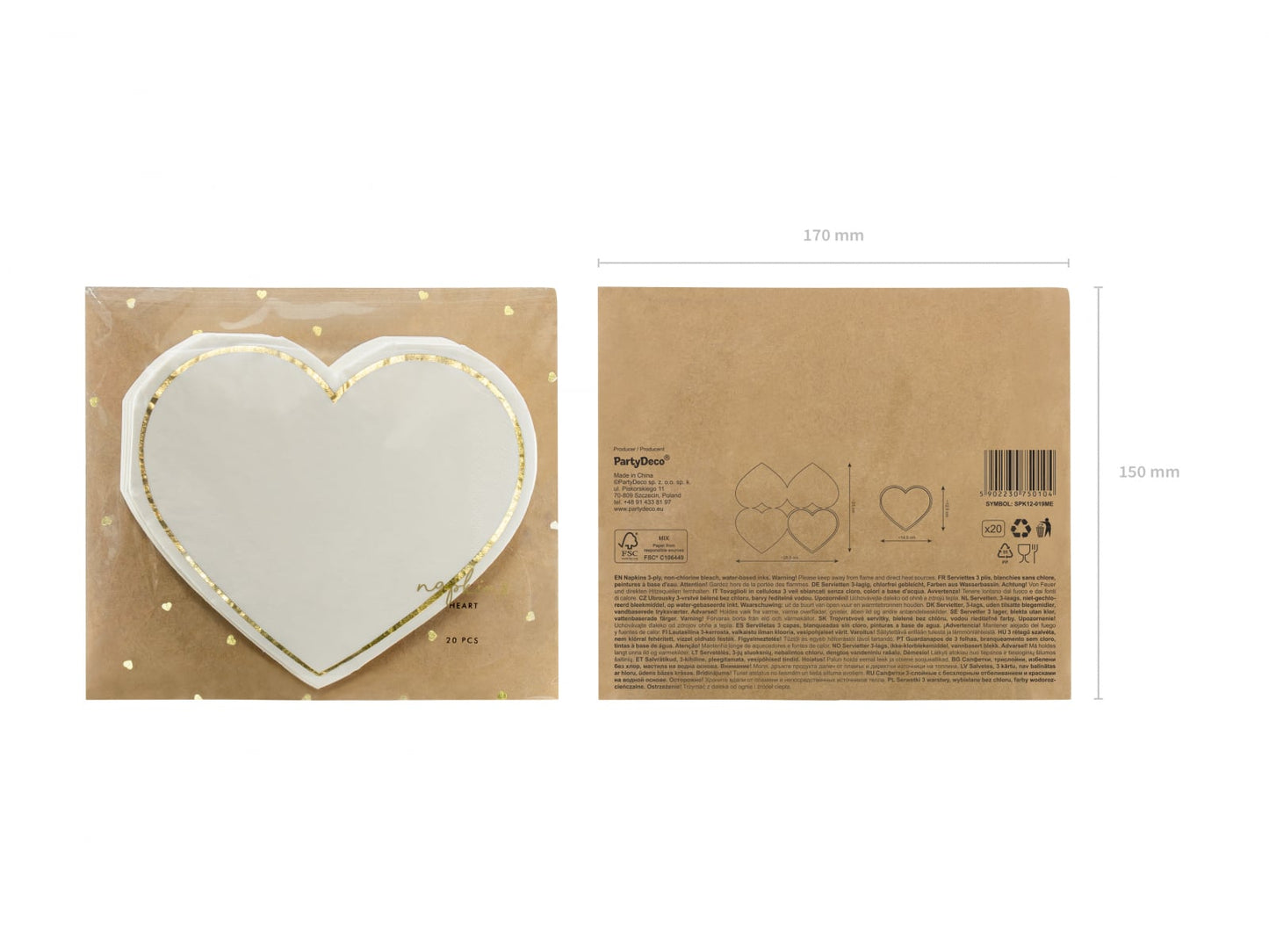 Set 20 servetele Inima, 14.5x12.5cm