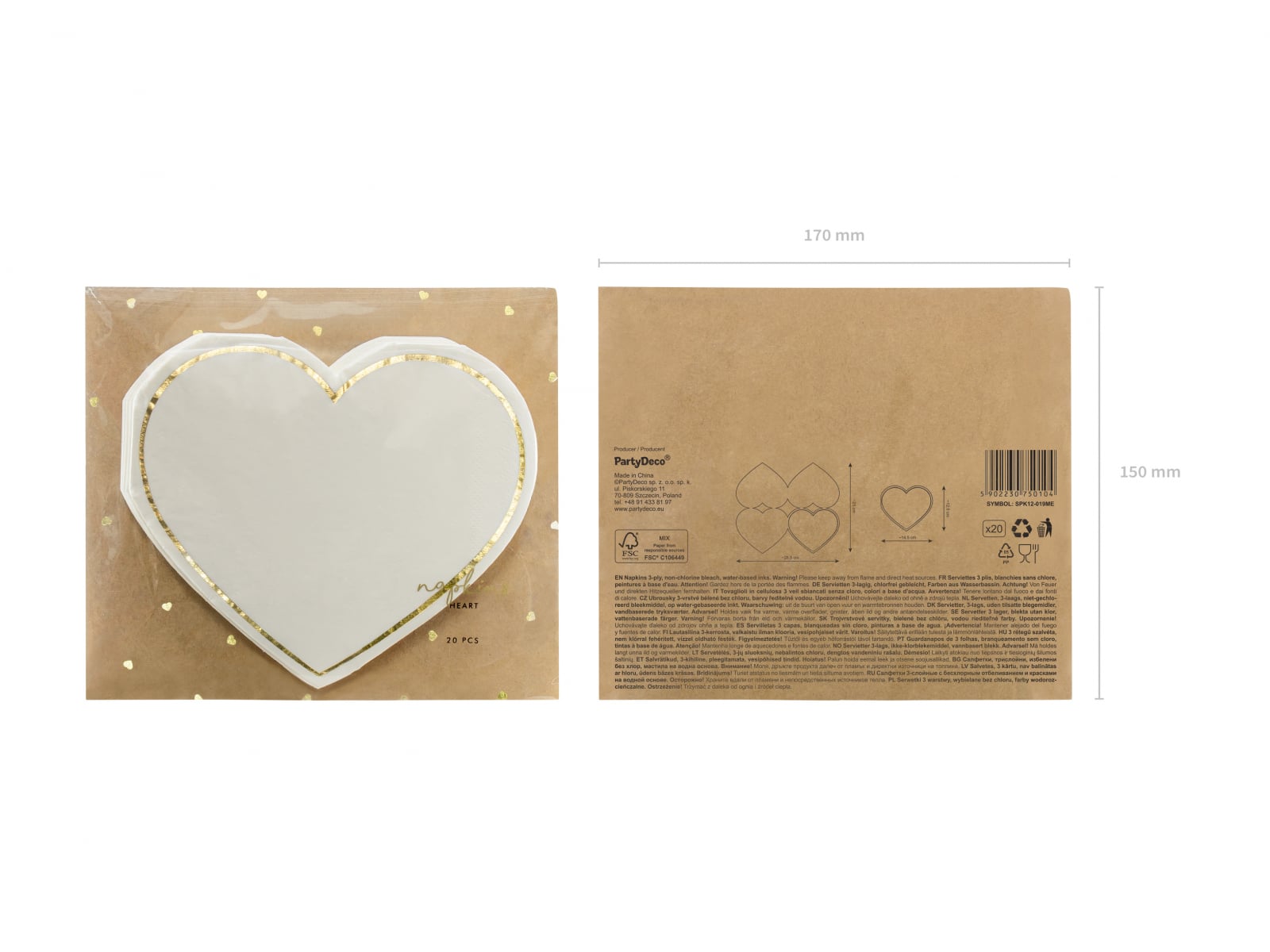 Set 20 servetele Inima, 14.5x12.5cm