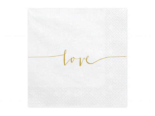 Set 20 servetele Love, aurii, 33x33cm