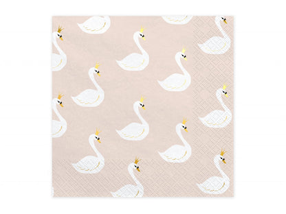 Set 20 servetele Lovely Swan, 33x33cm