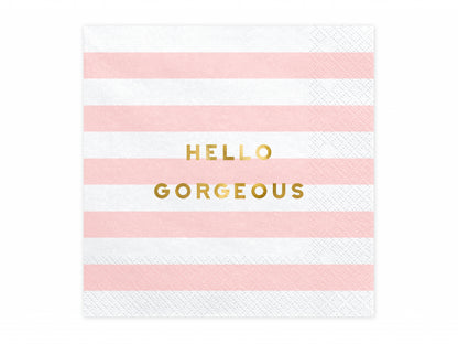 Set 20 servetele Yummy - Hello Gorgeous, roz deschis, 33x33cm